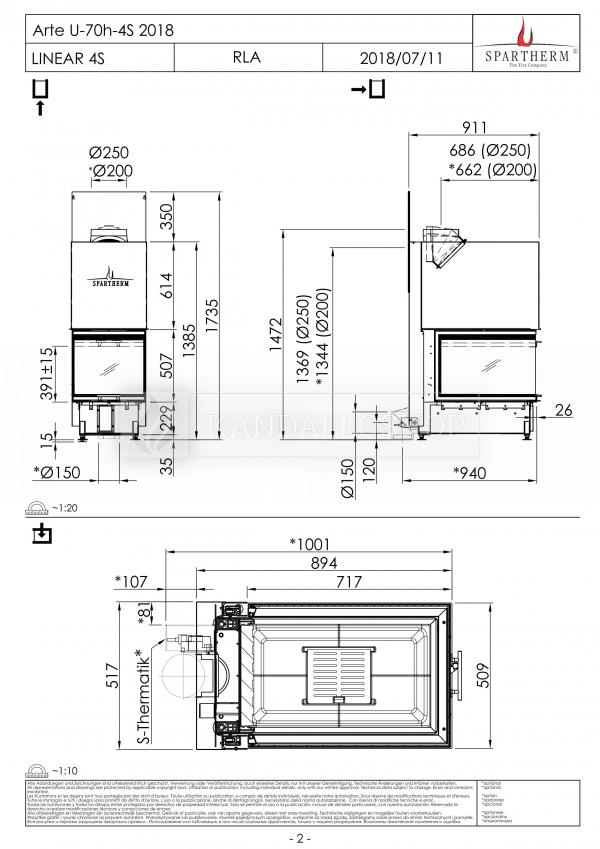 Spartherm Arte U 70h három oldali kandallóbetét liftes tolóajtóval és osztott üveggel kandalloshop