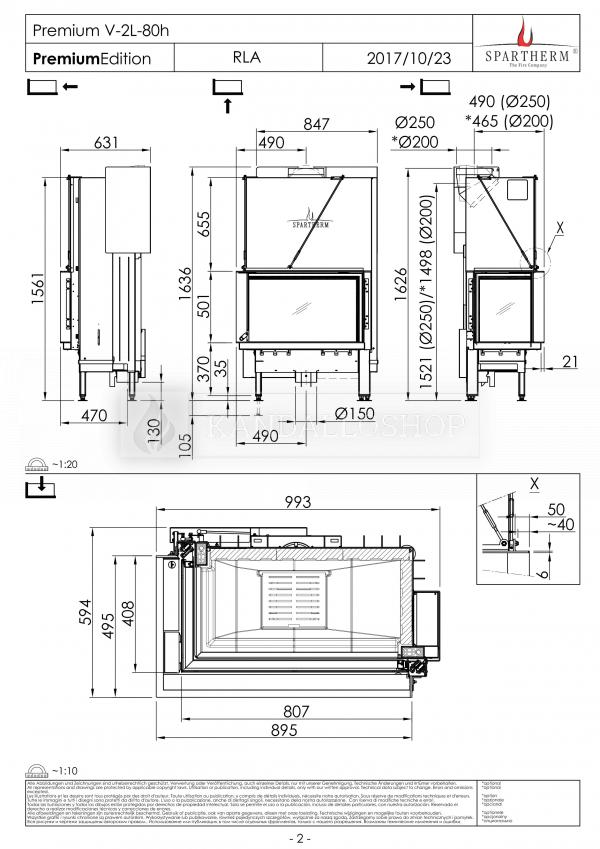 Spartherm Premium V 2LR 80h sarki acél kandallóbetét liftes tolóajtóval kandalloshop