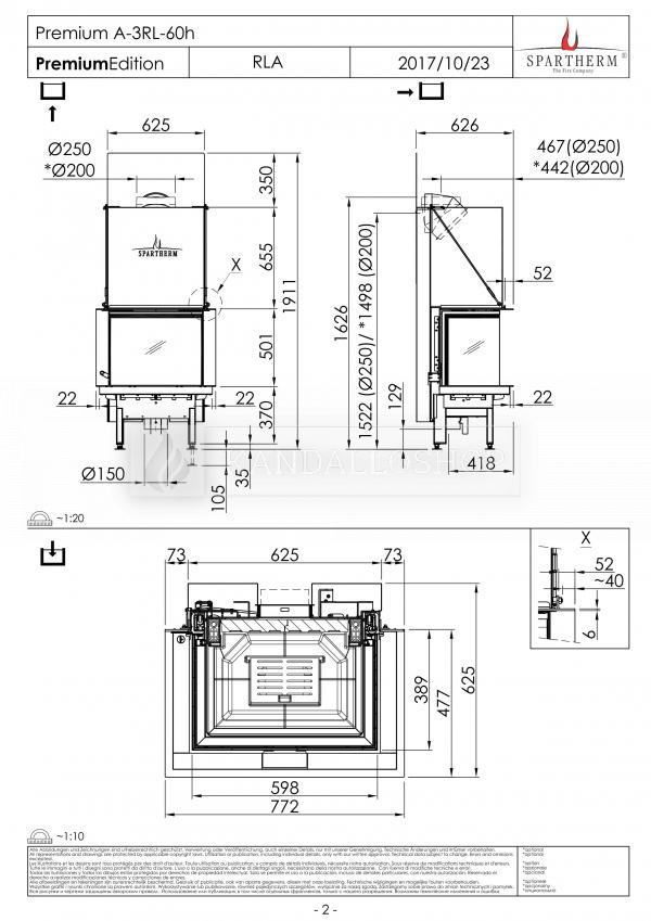 Spartherm Premium A 3RL 60h három oldali kandallóbetét liftes tolóajtóval és osztott üveggel kandalloshop