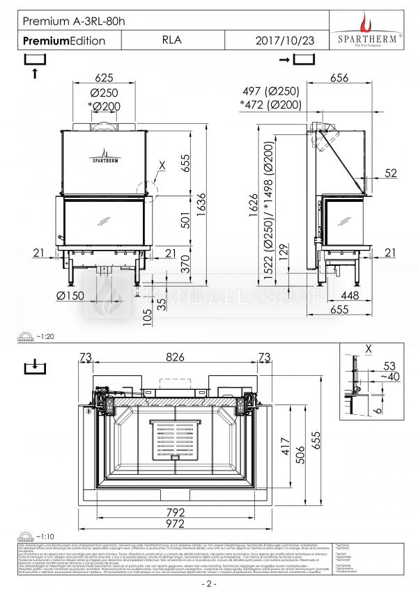 Spartherm Premium A 3RL 80h három oldali kandallóbetét liftes tolóajtóval és osztott üveggel kandalloshop