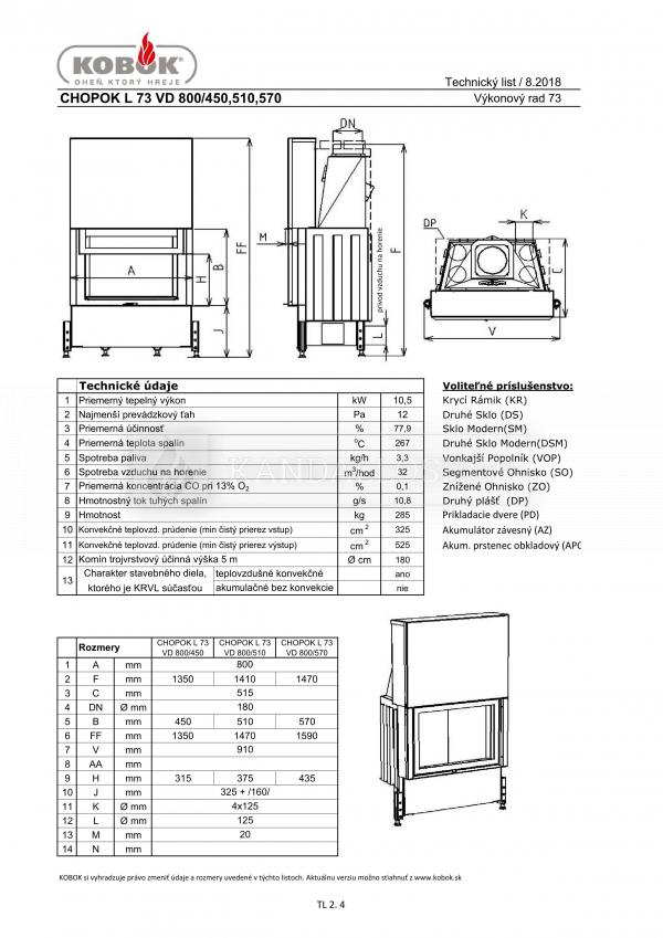 Kobok Chopok 800/450 510 570 sík üvegű kandallóbetét liftes tolóajtóval kandalloshop