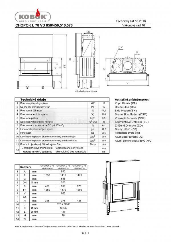 Kobok Chopok 850/450 510 570 sík üvegű kandallóbetét liftes tolóajtóval kandalloshop