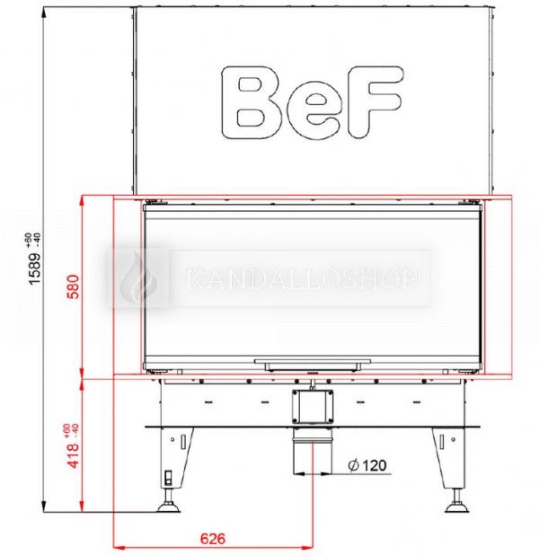 BeF Royal V 10 C háromoldalú léghűtéses kandallóbetét liftes tolóajtóval kandalloshop