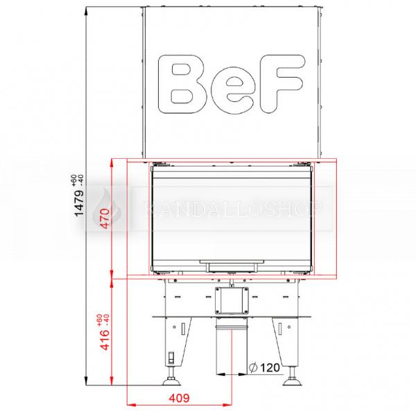 BeF Royal V 6 C háromoldalú léghűtéses kandallóbetét liftes tolóajtóval kandalloshop