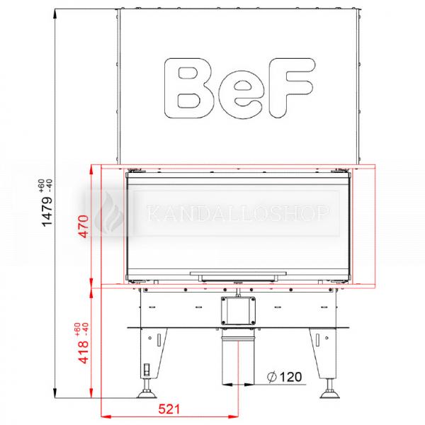 BeF Royal V 8 C háromoldalú légfűtéses kandallóbetét liftes tolóajtóval kandalloshop