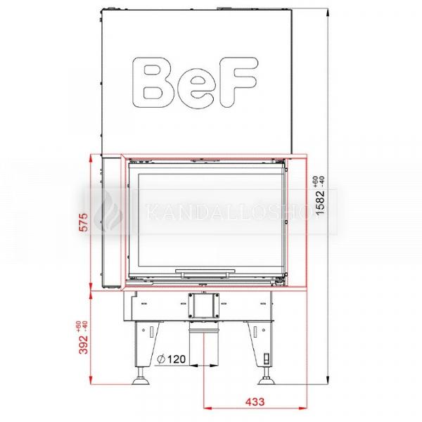 BeF Royal V 8 CP hajlított üvegű légfűtéses kandallóbetét jobbos liftes tolóajtóval kandalloshop