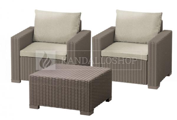 Keter California Cappuccino kerti bútor szett (2 fotel + asztalka) kandalloshop