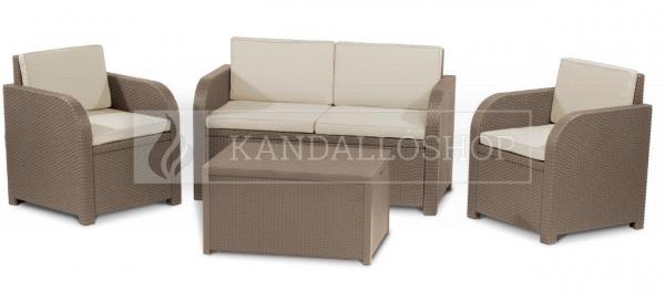 Keter Modena kerti bútorszett barna színben (2 fotel + tárolóasztal + kétüléses kanapé) kandalloshop