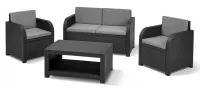 Keter Modena kerti bútorkészlet grafit (2 fotel + kávézóasztal + kétüléses kanapé)
