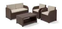 Keter Modena kerti bútorkészlet barna (2 fotel + kávézóasztal + kétüléses kanapé)