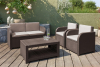 Keter Modena kerti bútorszett barna színben (2 fotel + kávézóasztal + kétüléses kanapé) kandalloshop