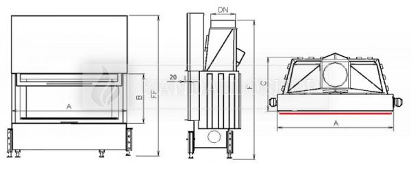 Kobok Chopok VD 1370/450 510 570 légfűtéses kandallóbetét liftes tolóajtóval kandalloshop