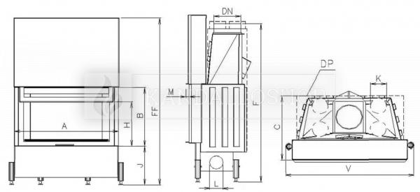 Kobok Chopok VD 1070/750 légfűtéses kandallóbetét liftes tolóajtóval kandalloshop