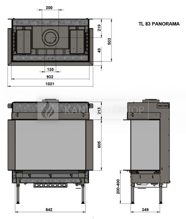 Trimline 83 Panoramic háromoldalú gáz kandallóbetét kandalloshop