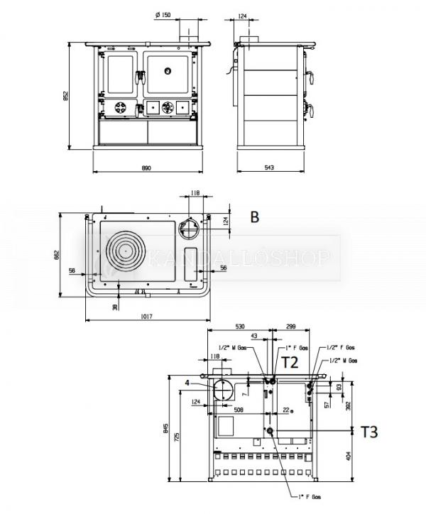  La Nordica TermoRosa D.S.A. sparhelt öntöttvas főzőlappal és sütővel kandalloshop