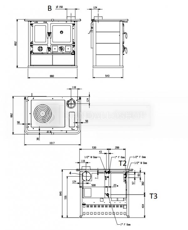  La Nordica TermoRosa D.S.A. sparhelt öntöttvas főzőlappal és sütővel kandalloshop