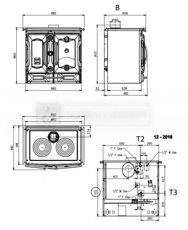 La Nordica Suprema vízteres öntvény sparhelt dupla üvegezéssel kandalloshop