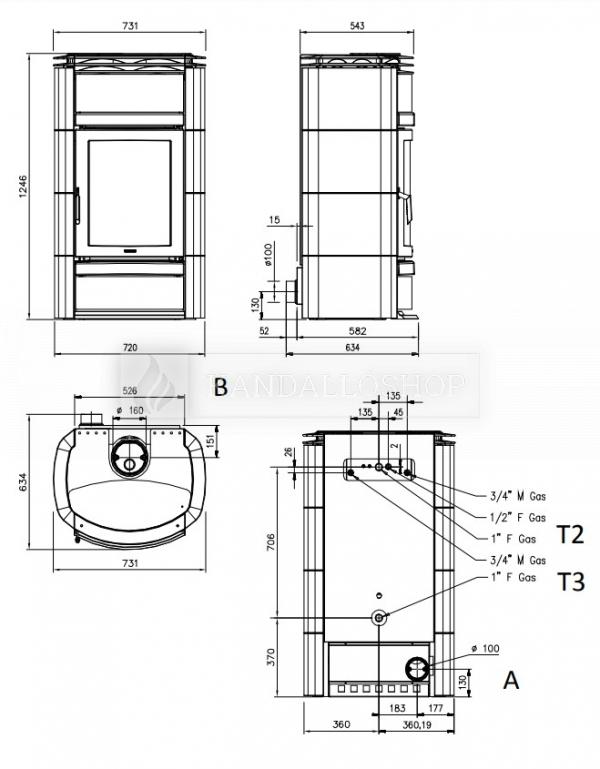  La Nordica Norma S EVO Idro D.S.A vízteres kandallókályha nagyméretű üvegezéssel kandalloshop