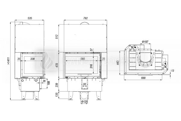 Defro Home Intra SM BP MINI G légfűtéses sarki üvegű kandallóbetét liftes tolóajtóval kandalloshop