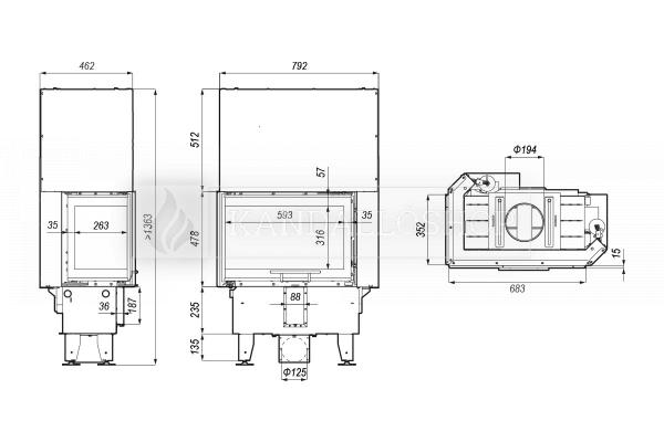 Defro Home Intra SM BP G SLIM légfűtéses jobbos sarki üvegű kandallóbetét kandalloshop