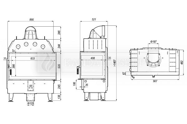 Defro Home Intra ME BP légfűtéses kandallóbetét jobbos sarki üveggel kandalloshop