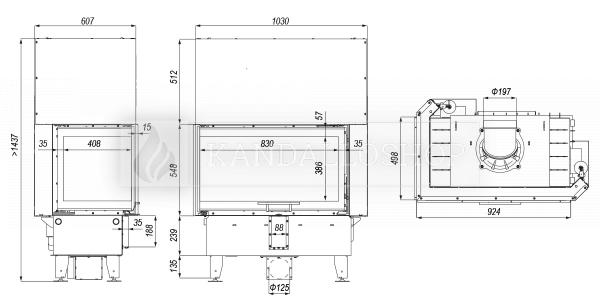 Defro Home Intra ME BL légfűtéses kandallóbetét balos sarki üveggel kandalloshop