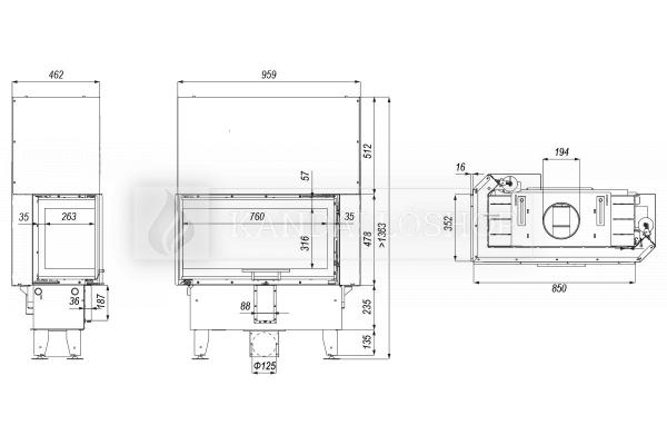 Defro Home Intra ME BP SLIM légfűtéses kandallóbetét jobbos sarki üveggel kandalloshop