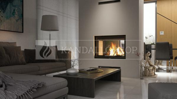 Defro Home Intra LA T G légfűtéses kandallóbetét sík kétoldalas üveggel és liftes tolóajtóval kandalloshop