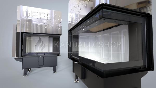 Defro Home RIVA SM BP SHORT G légfűtéses jobbos sarki üvegű kandallóbetét liftes tolóajtóval kandalloshop