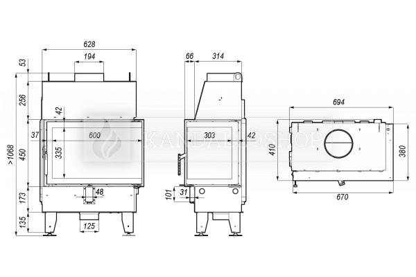 Defro Home IMPULS SM BP légfűtéses kandallóbetét jobbos sarki üveggel kandalloshop