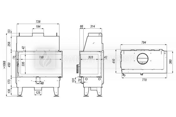 Defro Home IMPULS ME BL légfűtéses kandallóbetét balos sarki üveggel kandalloshop
