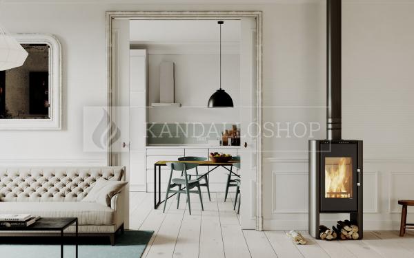Defro Home SOLUM LOG acél kandallókályha sík üveggel alul fatárolóval kandalloshop