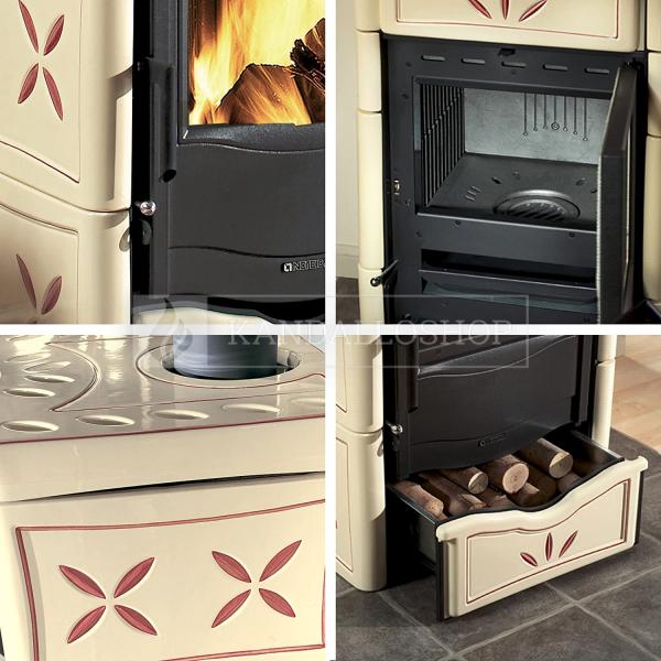 La Nordica Nicoletta kerámia borítású kályha öntött vas tűztérrel kandalloshop