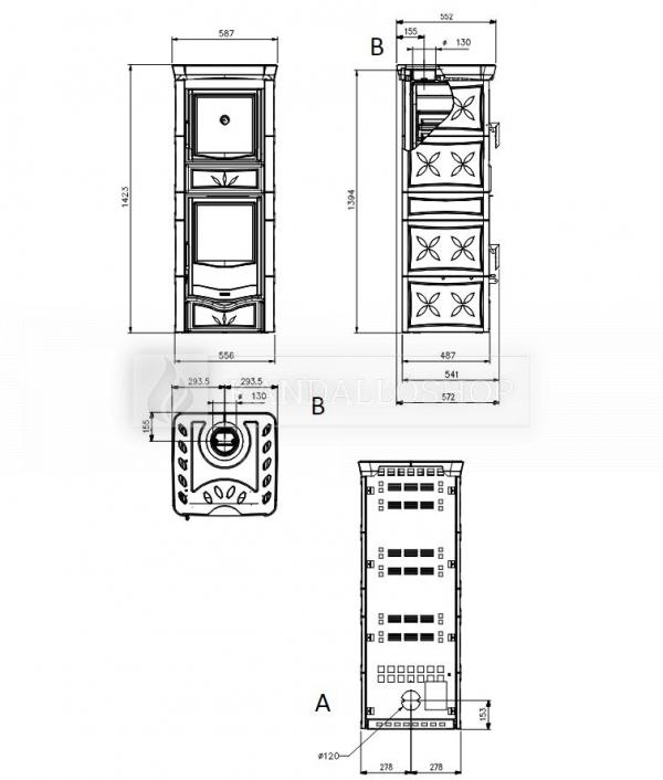 La Nordica Nicoletta kerámia borítású kályha öntöttvas tűztérrel és zománcozott sütővel kandalloshop