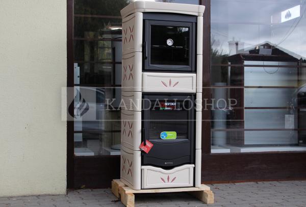 La Nordica Nicoletta kerámia borítású kályha öntöttvas tűztérrel és zománcozott sütővel kandalloshop