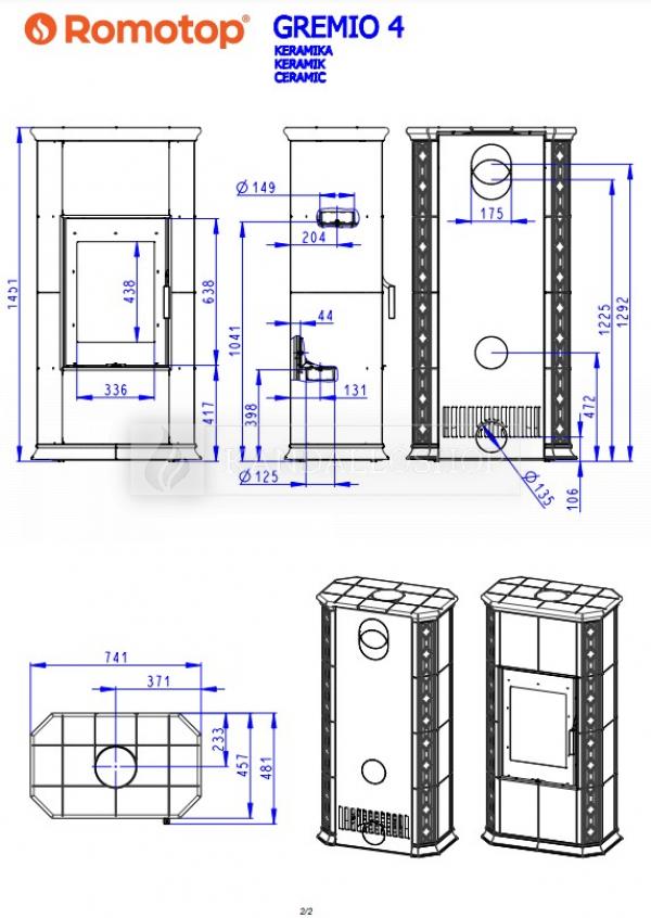 Romotop Gremio 4 modern kerámia kályha kandalloshop