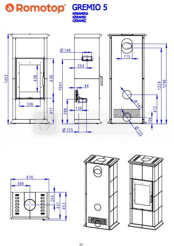 Romotop Gremio 5 modern kerámia kályha kandalloshop