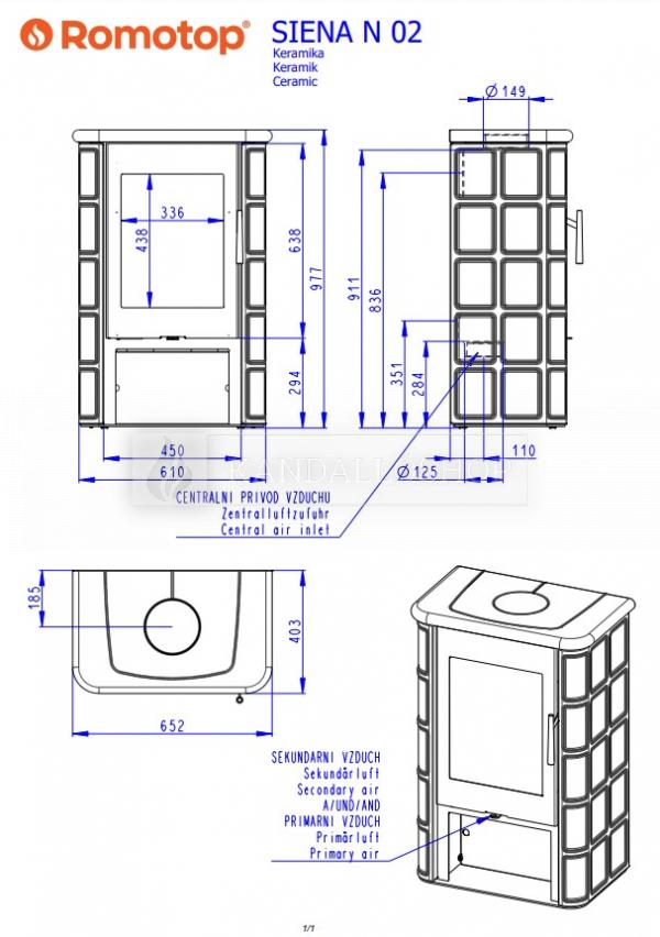 Romotop Siena N 02 teljes kerámia borítású kandallókályha kandalloshop