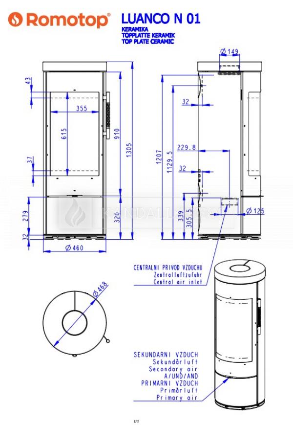Romotop Luanco N 01 modern kerámiával borított kandallókályha kandalloshop