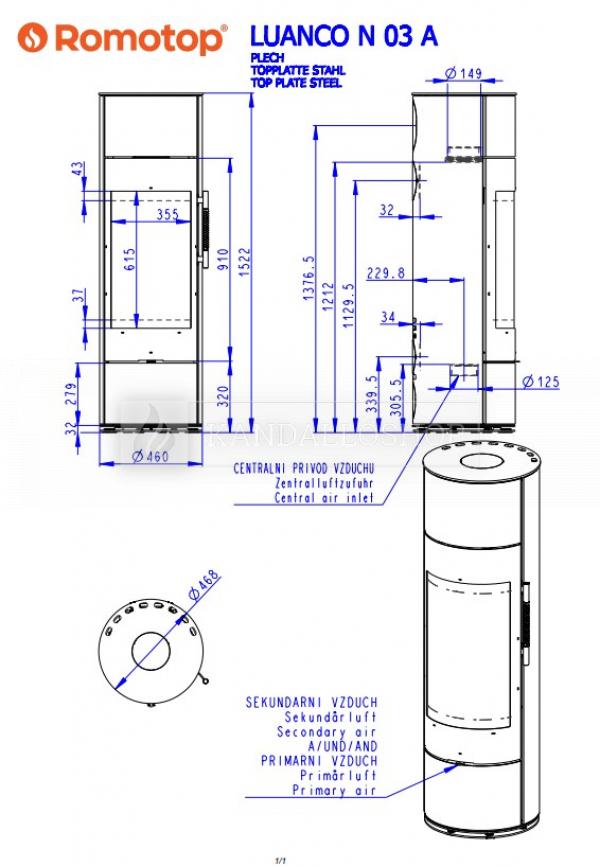 Romotop Luanco N 03 AKUM hőtárolós klasszikus lemez kandallókályha kandalloshop
