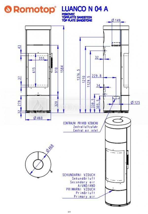 Romotop Luanco N 04 AKUM hőtárolós homokkő borítású kandallókályha kandalloshop