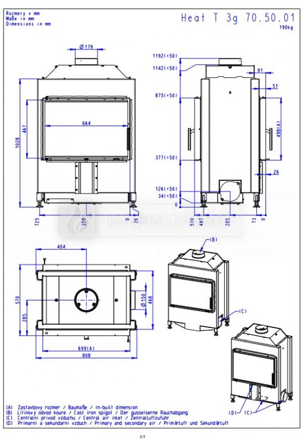 Romotop Heat T 3g 70.50.01 kandallóbetét hátsó ajtóval és oldalra nyíló ajtóval kandalloshop