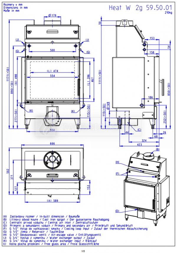 Romotop Heat W 2g 59.50.01 vízteres kandallóbetét samott tűztérrel kandalloshop