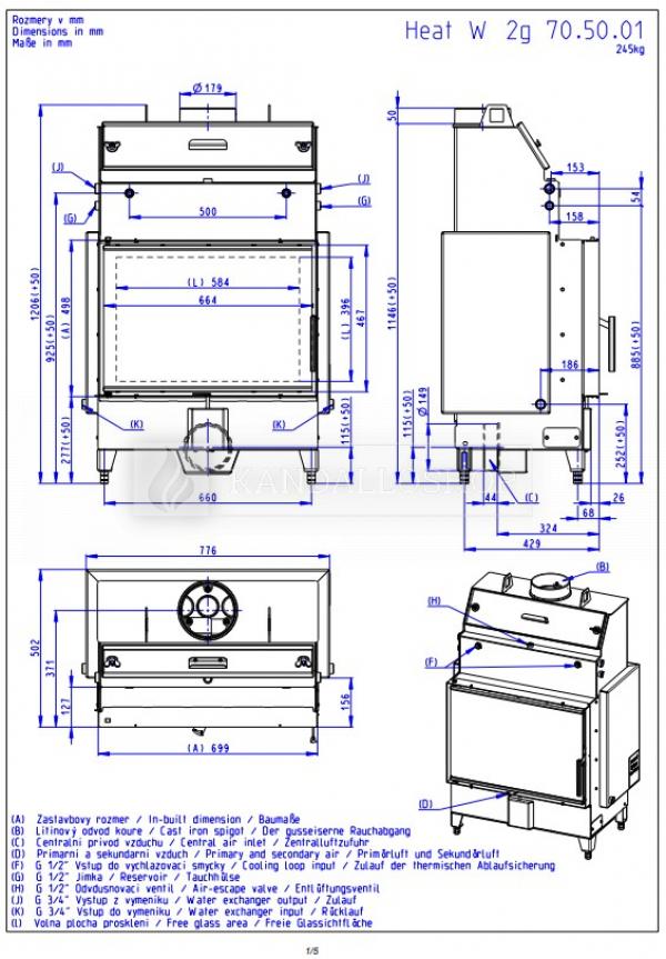 Romotop Heat W 2g 70.50.01 vízteres kandallóbetét samott tűztérrel kandalloshop