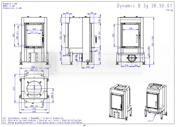 Romotop DYNAMIC B3G 38.50.01 kemencebetét hátsó ajtóval ellátva kandalloshop