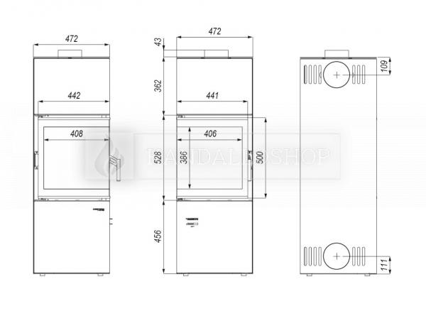 Defro Home Quadroom sarki üveggel ellátott lemez kandallókályha kandalloshop