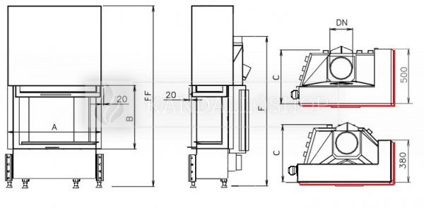 Kobok Chopok R90 67 VD 720/510-S/500 L RAM 4S A, SO, SM liftes tolóajtóval ellátott kandallóbetét kandalloshop