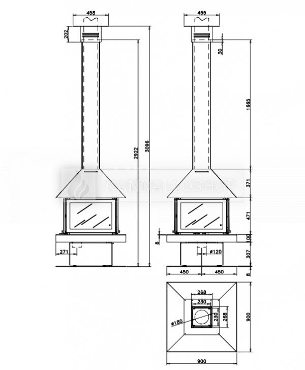 Rocal Giselle-90 modern kandallókályha acélból kandalloshop