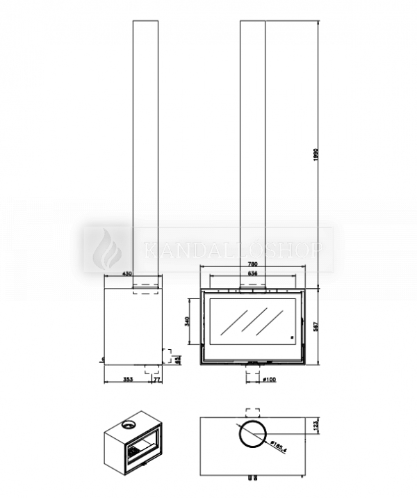 Rocal Habit 80 + T kandallókályha dizájnos ajtóval kandalloshop