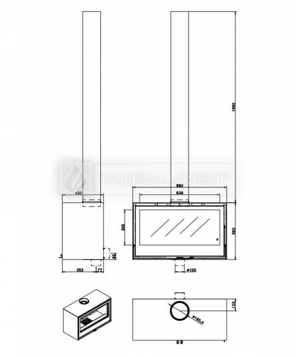 Rocal Habit 100 + T exkluzív kandallókályha dizájnos ajtóval kandalloshop
